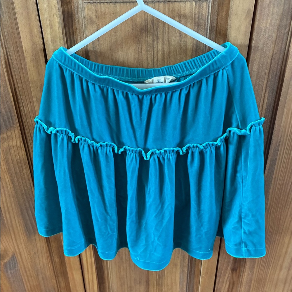 Lands' End Kids Turquoise Velvet Skirt